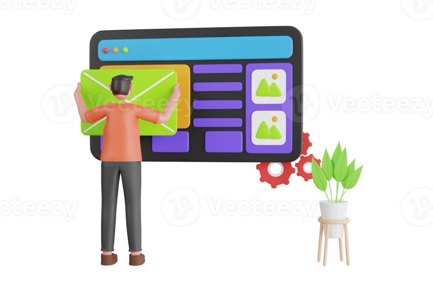 ragnatela ui UX disegno, ragnatela sviluppo concetto. ui e UX progettisti la creazione di funzionale ragnatela interfaccia design per siti web e mobile app. 3d illustrazione png