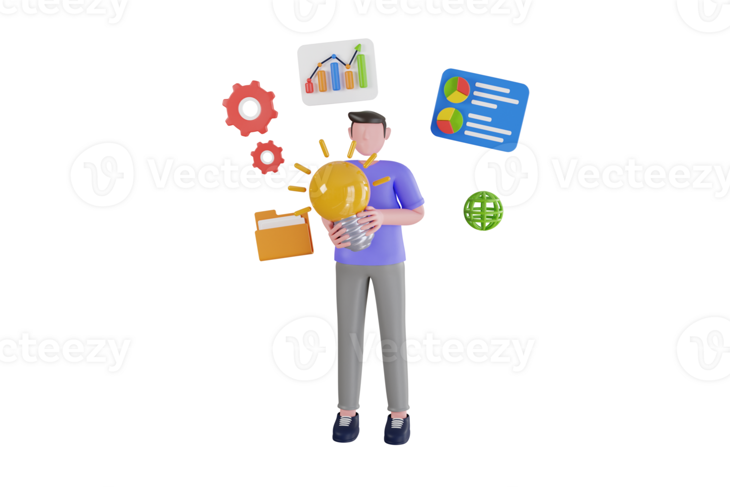 3D Illustration of Generating Creative Ideas. concept of idea, brainstorm, thinking, solution. 3d illustration png