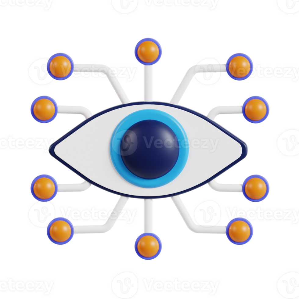 3d Auge Symbol zum biometrisch Scannen Identifikation. Auge Anerkennung 3d Symbol. künstlich Intelligenz Auge Anerkennung png