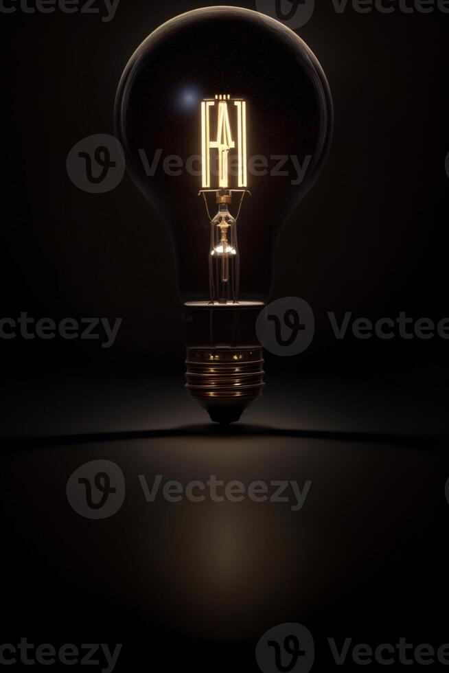 A Light Bulb That Is Lit Up In The Dark. photo