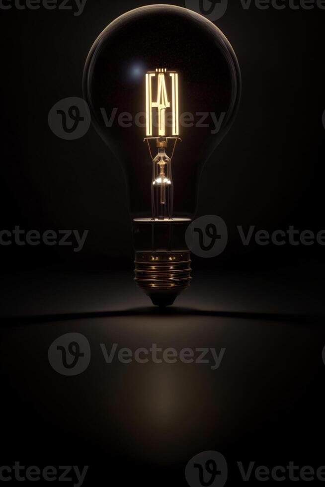 A Light Bulb That Is Lit Up In The Dark. AI Generated photo