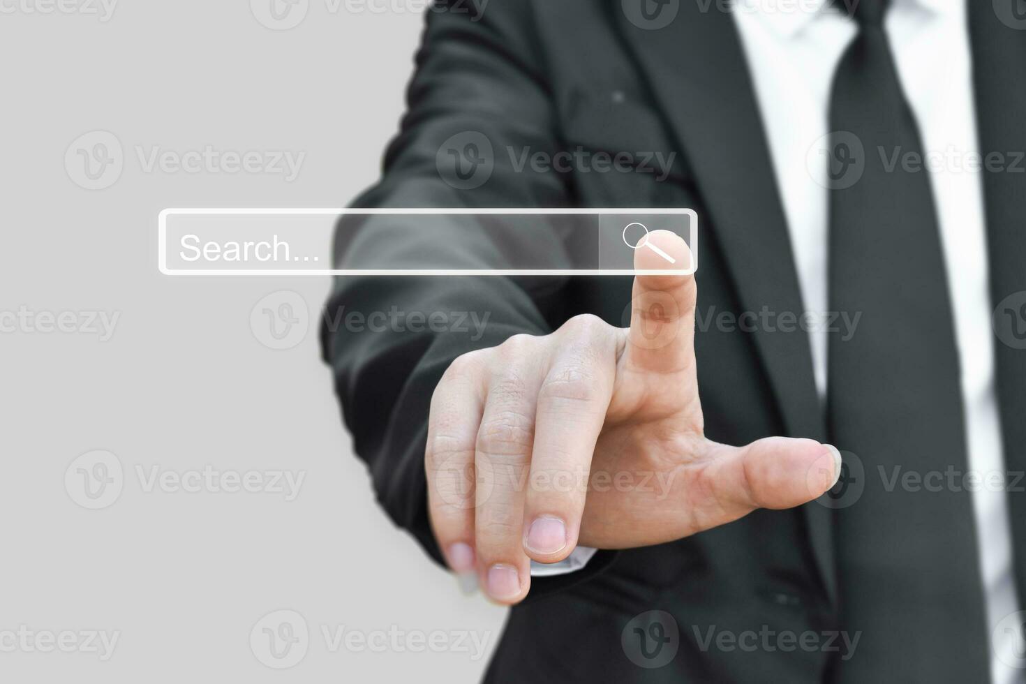 Searching Browsing concept. Business hand click search page internet data information networking. copy space. photo