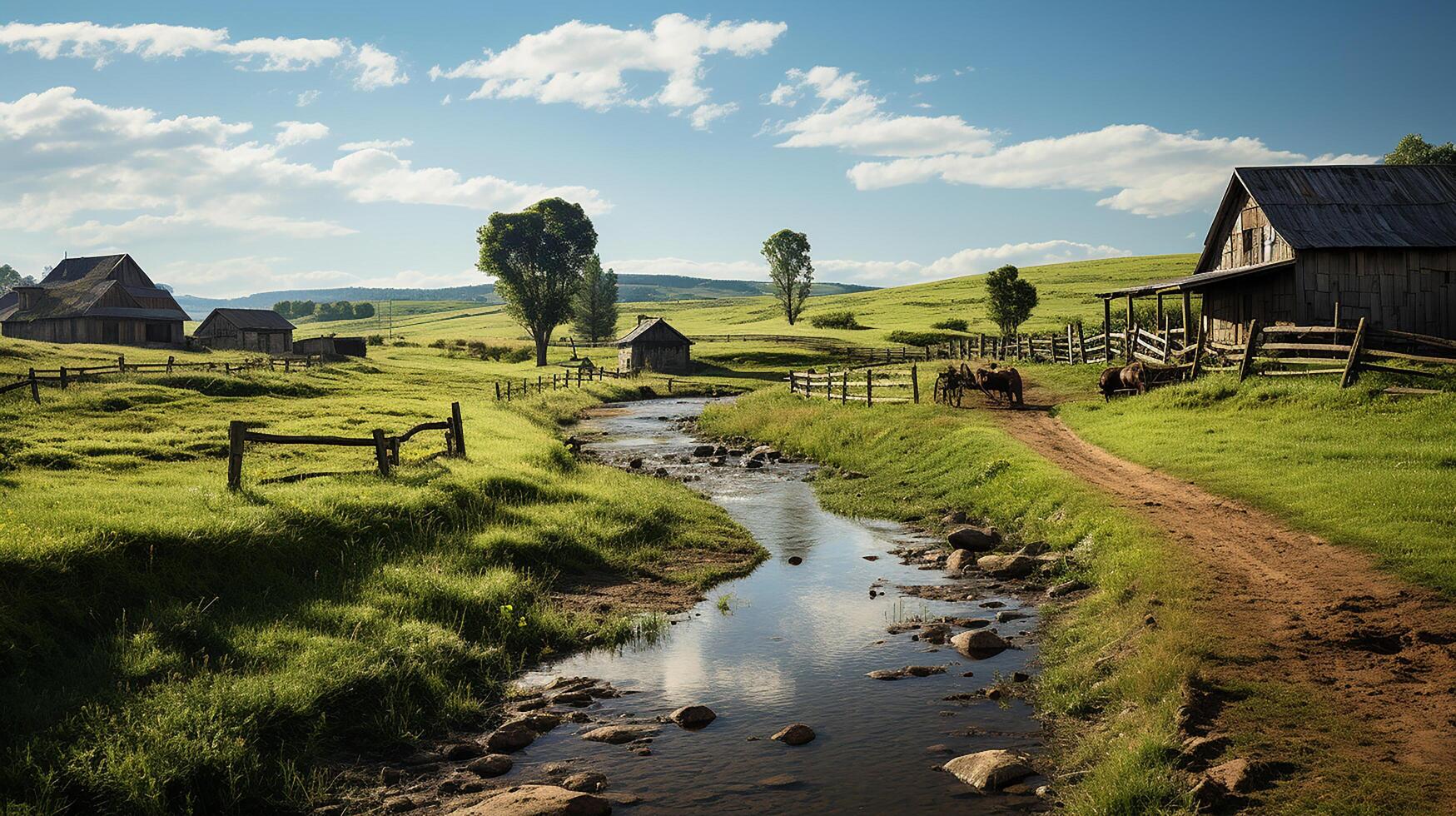 farm in sub urban at afternoon, ultra realistic, smooth lighting made by photo