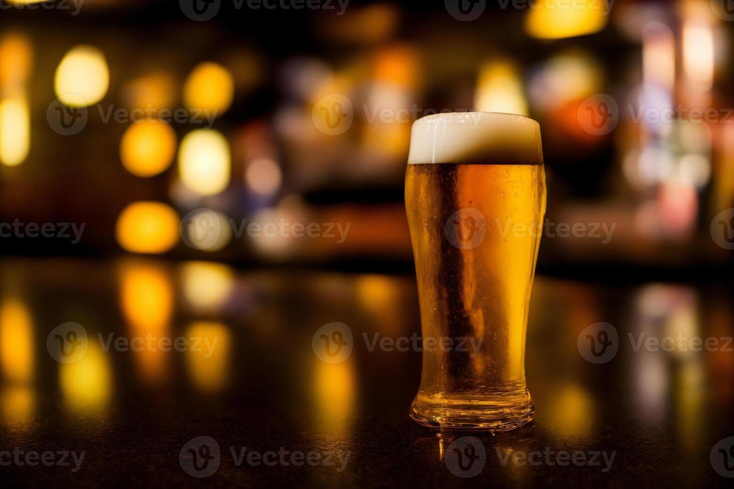A Glass Of Beer Sitting On Top Of A Table. photo