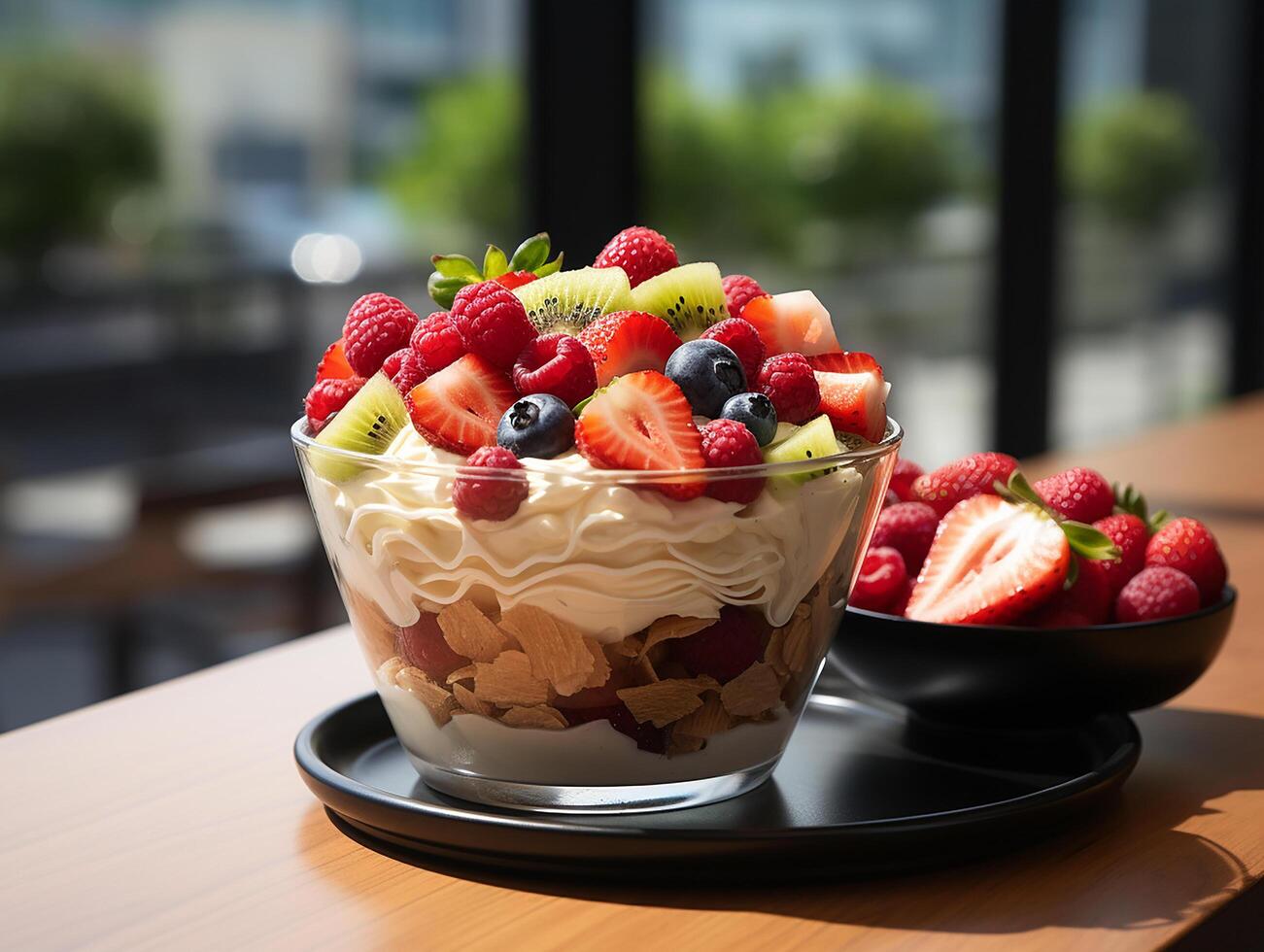 photography of bowl smoothies in cafe made with photo