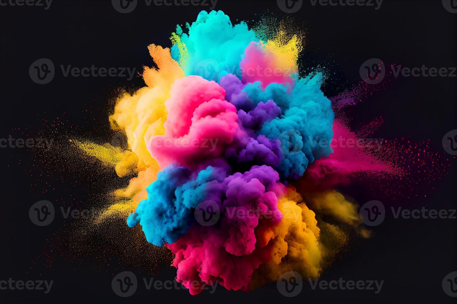 Beautiful fantasy Color explosion on black background. . photo