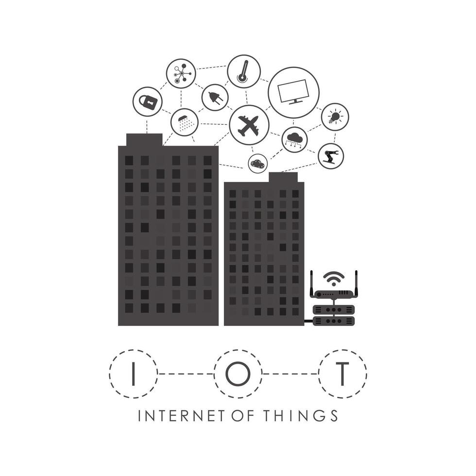 City connected to the Internet. IoT concept. Good for presentations. Vector illustration.