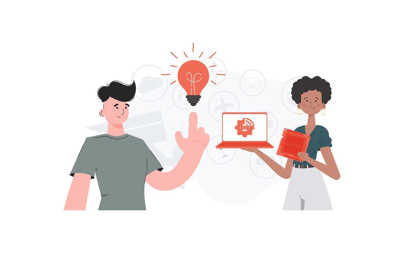 Internet of Things Team. IoT concept. Good for websites and presentations. Trendy flat style. . vector