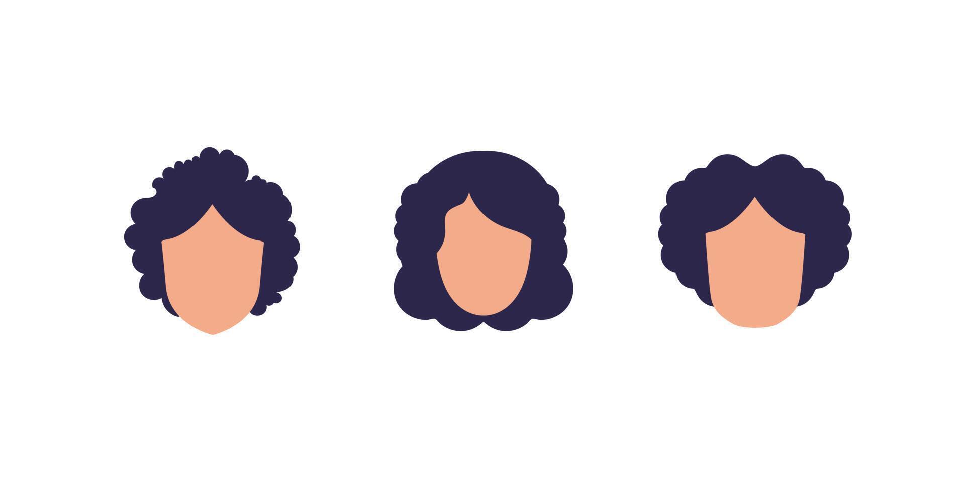 conjunto de caras de muchachas de diferente nacionalidades aislado. plano estilo. vector