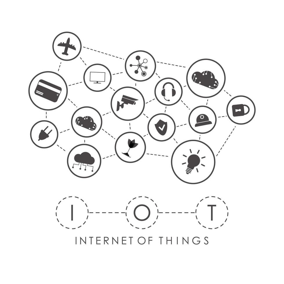 IOT and automation concept. A set of icons connected to each other in one Internet network. Good for websites and presentations. illustration. vector