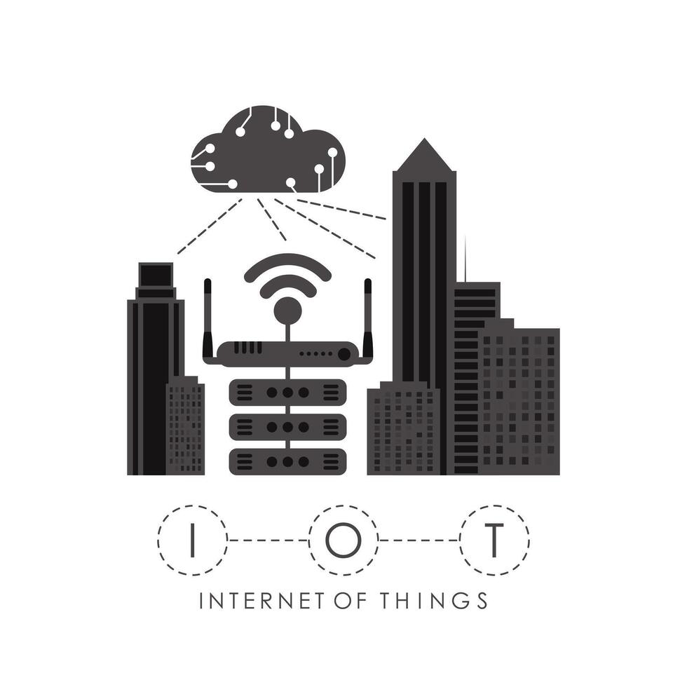 City connected to the Internet. IoT concept. Good for websites and presentations. illustration. vector