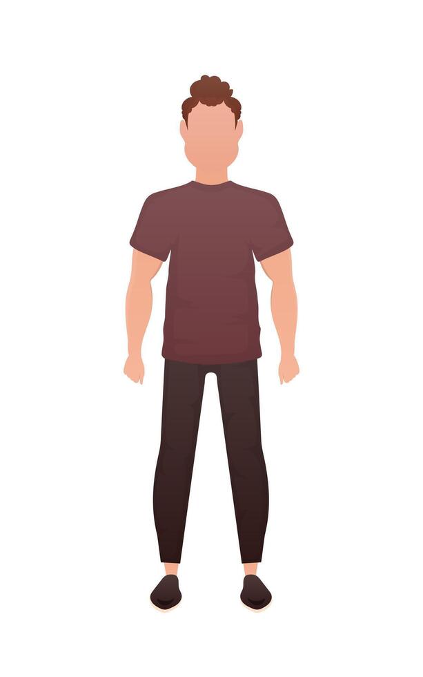 A strong guy stands in full growth. Isolated. Cartoon style. vector