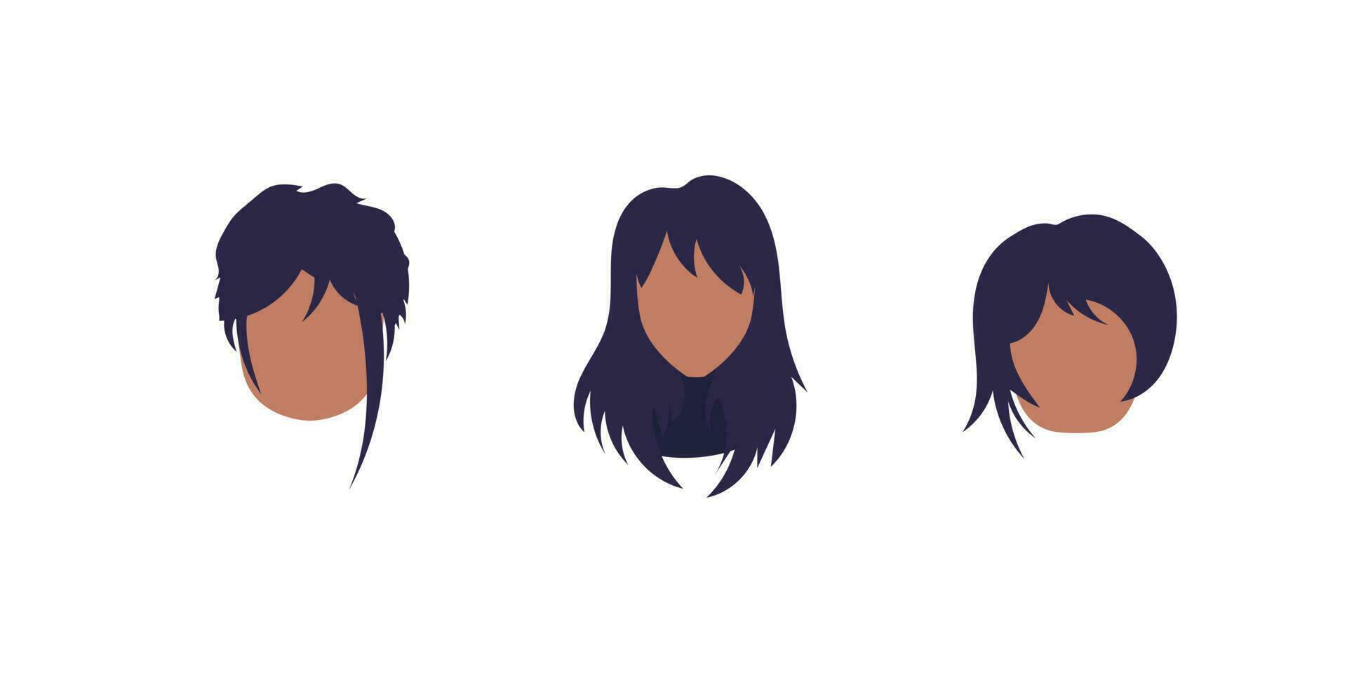 conjunto de caras mujer de africano americano apariencia. aislado en blanco antecedentes. vector. vector
