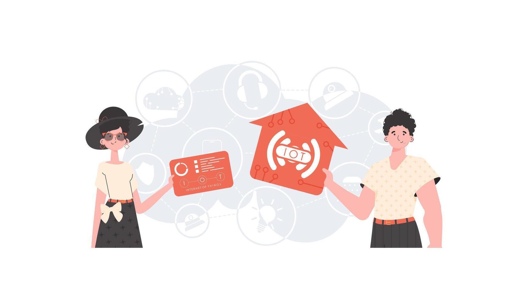 IoT concept. Internet of Things Team. Good for websites and presentations. illustration in trendy flat style. vector
