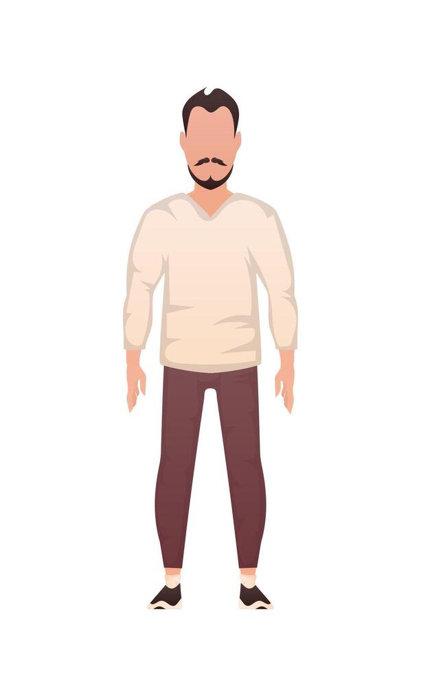 Strong guy stands. Isolated. Cartoon style. vector