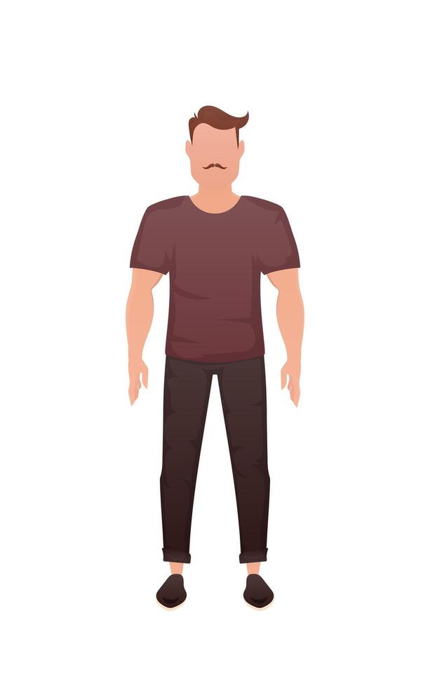 A strong man stands. Isolated. Cartoon style. vector