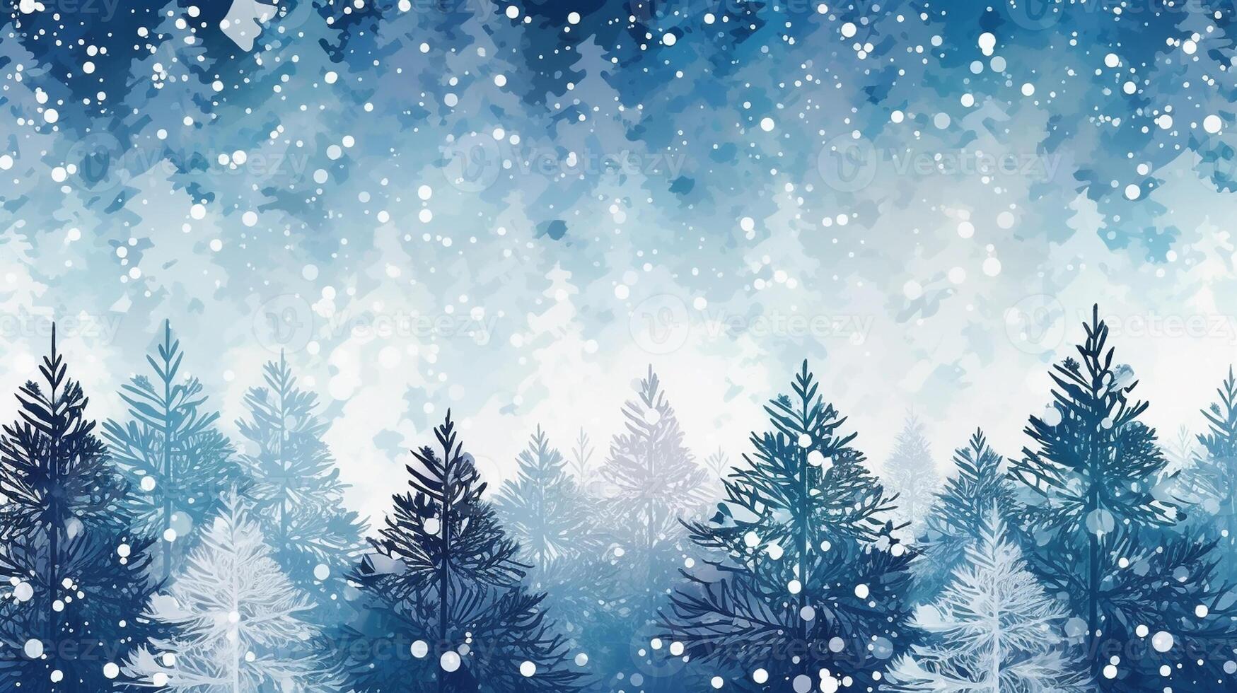 Winter, festive, Christmas background. In a whimsical vintage illustration, a merry scene unfolded at home on a magical winter night, with snowflakes swirling in the air with photo