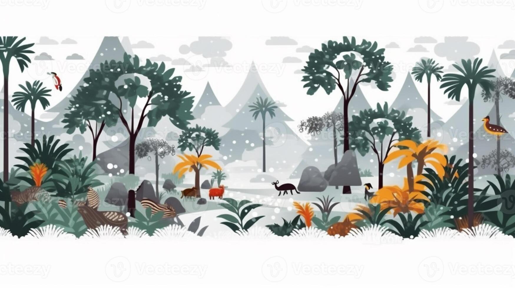Winter, festive, Christmas background. In a whimsical vintage illustration, a merry scene unfolded at home on a magical winter night, with snowflakes swirling in the air with photo