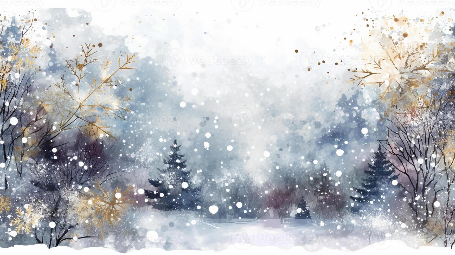 Winter, festive, Christmas background. In a whimsical vintage illustration, a merry scene unfolded at home on a magical winter night, with snowflakes swirling in the air with AI Generative photo