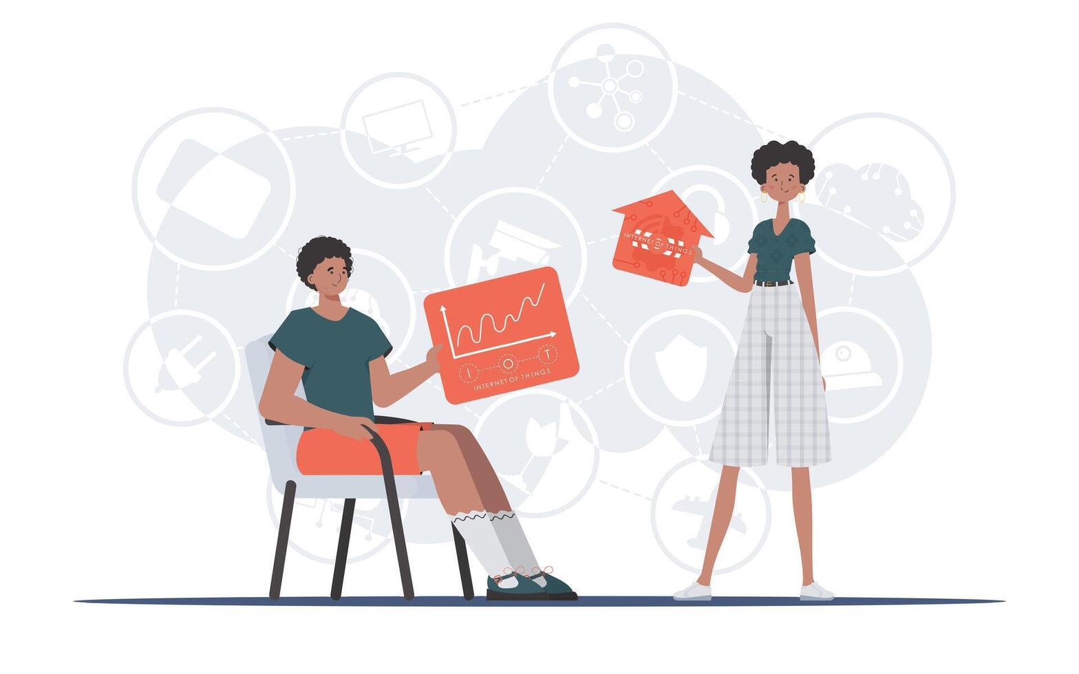 Internet of things concept. Internet of Things Team. Good for presentations and websites. illustration in flat style. vector