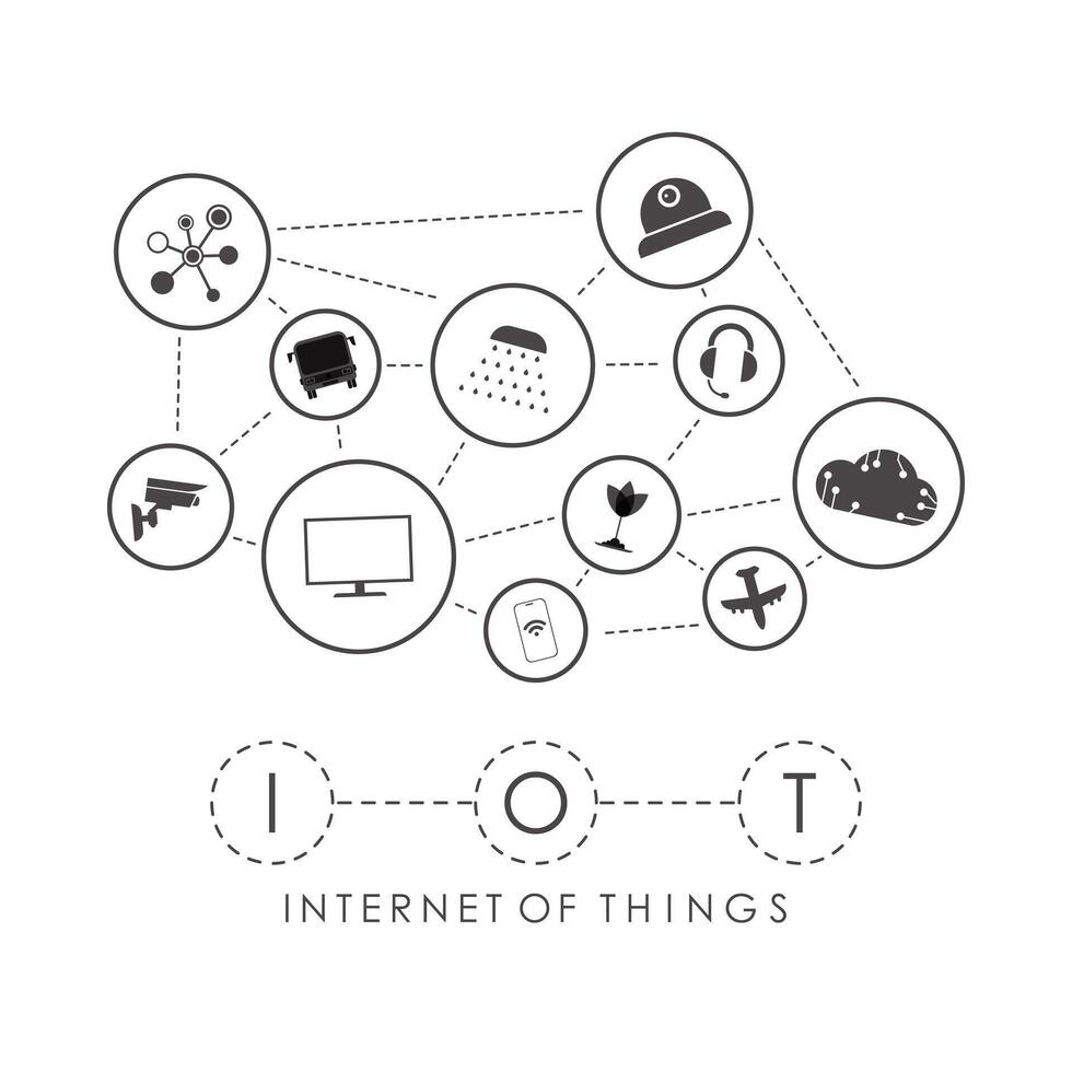 Internet of things concept. A set of icons connected to each other in one Internet network. Good for presentations. vector