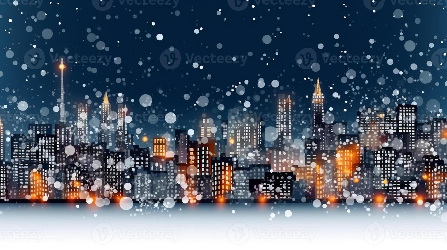 Winter, festive, Christmas background. In a whimsical vintage illustration, a merry scene unfolded at home on a magical winter night, with snowflakes swirling in the air with AI Generative photo