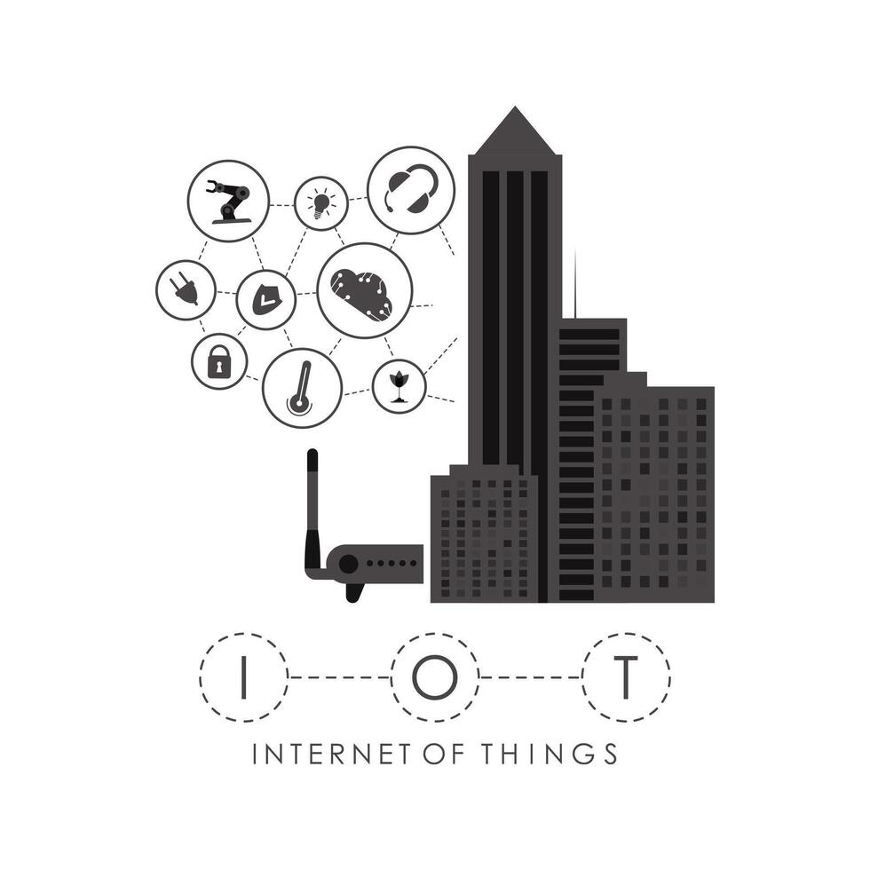 City connected to the Internet. IoT concept. Good for websites and presentations. Vector illustration.