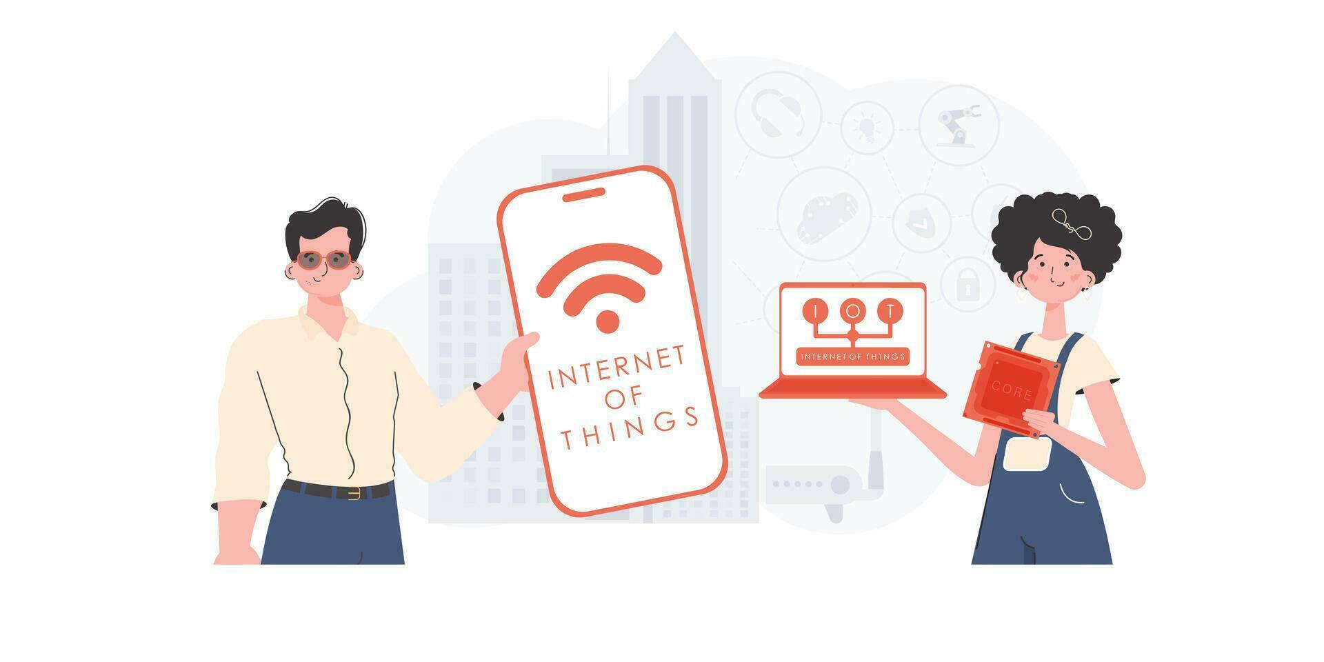 IoT concept. Internet of Things Team. Good for websites and presentations. Trendy flat style. Vector. vector