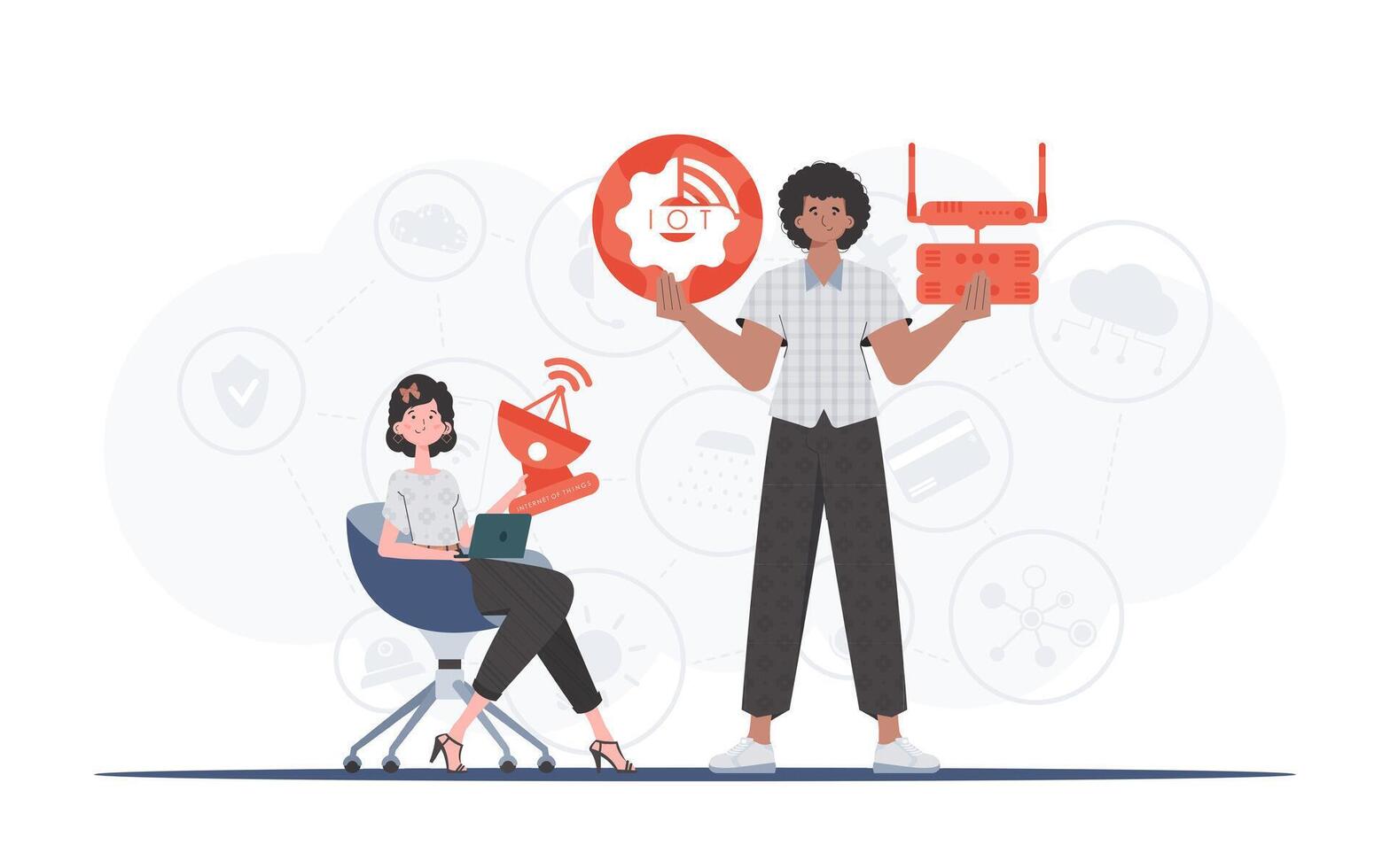 Internet of things and automation concept. Internet of Things Team. Good for presentations and websites. Trendy flat style. Vector. vector