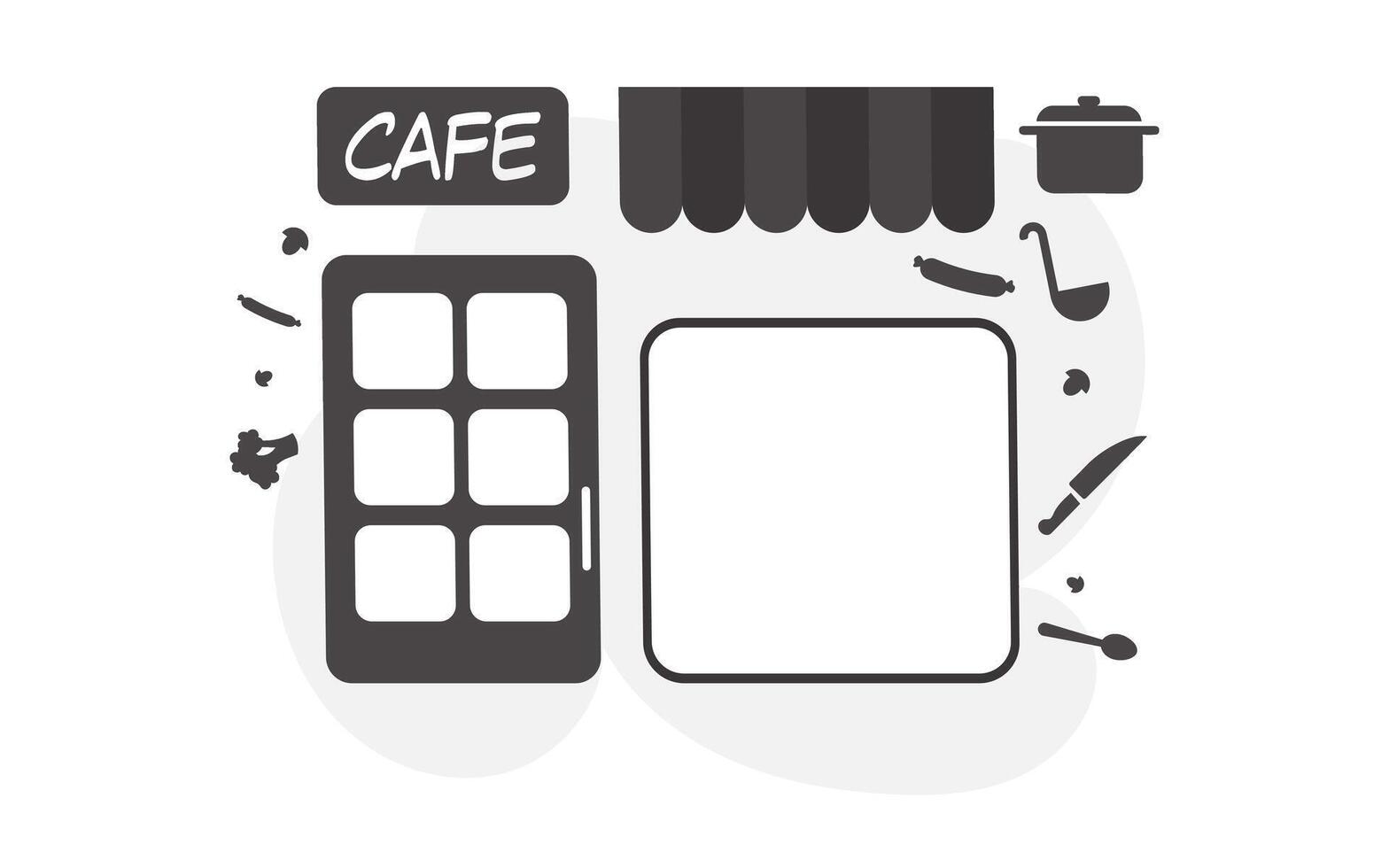 Cafe background in black and white style. Good for presentations and websites. illustration. vector