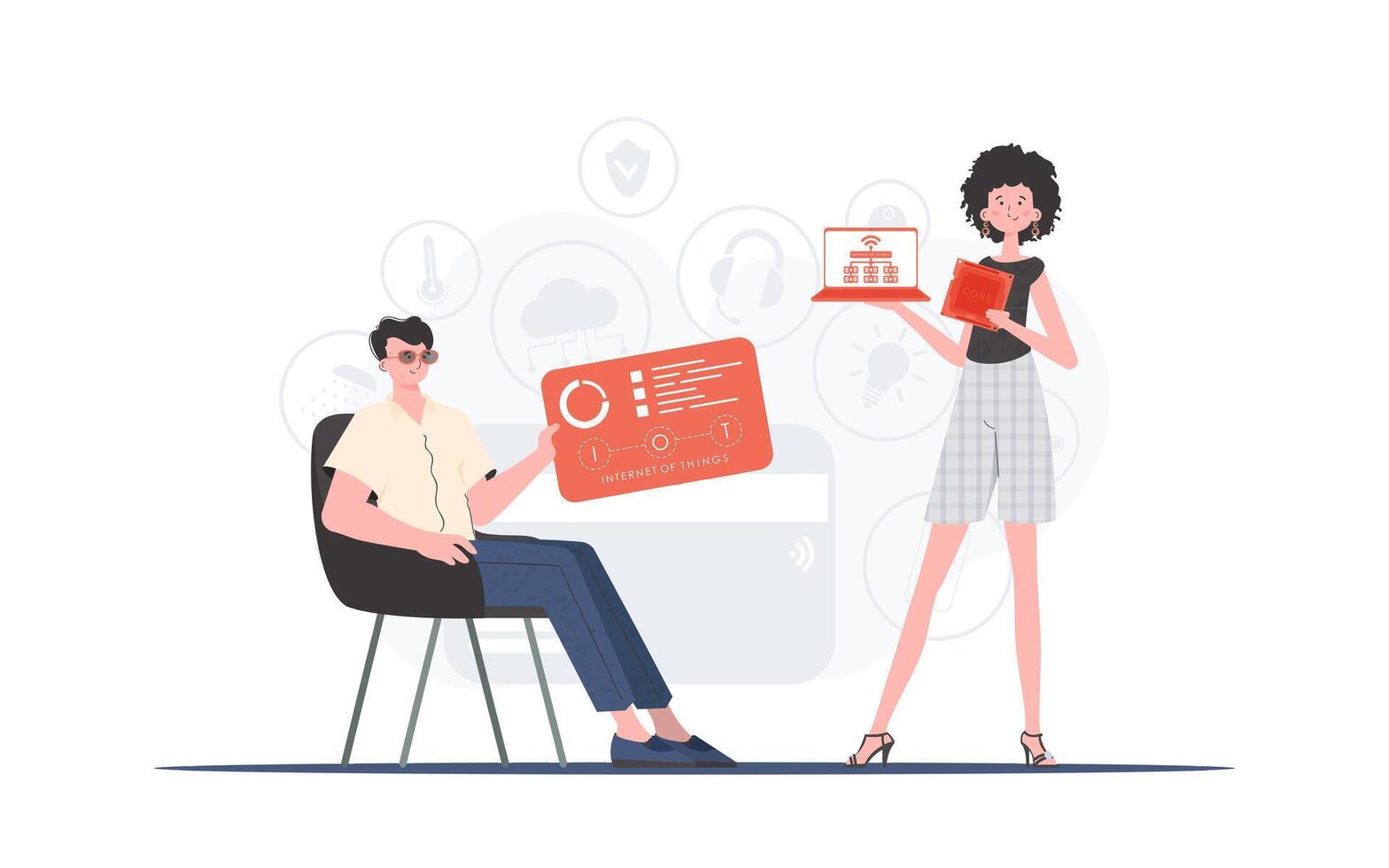 Internet of Things Team. IoT concept. Good for presentations and websites. illustration in trendy flat style. vector