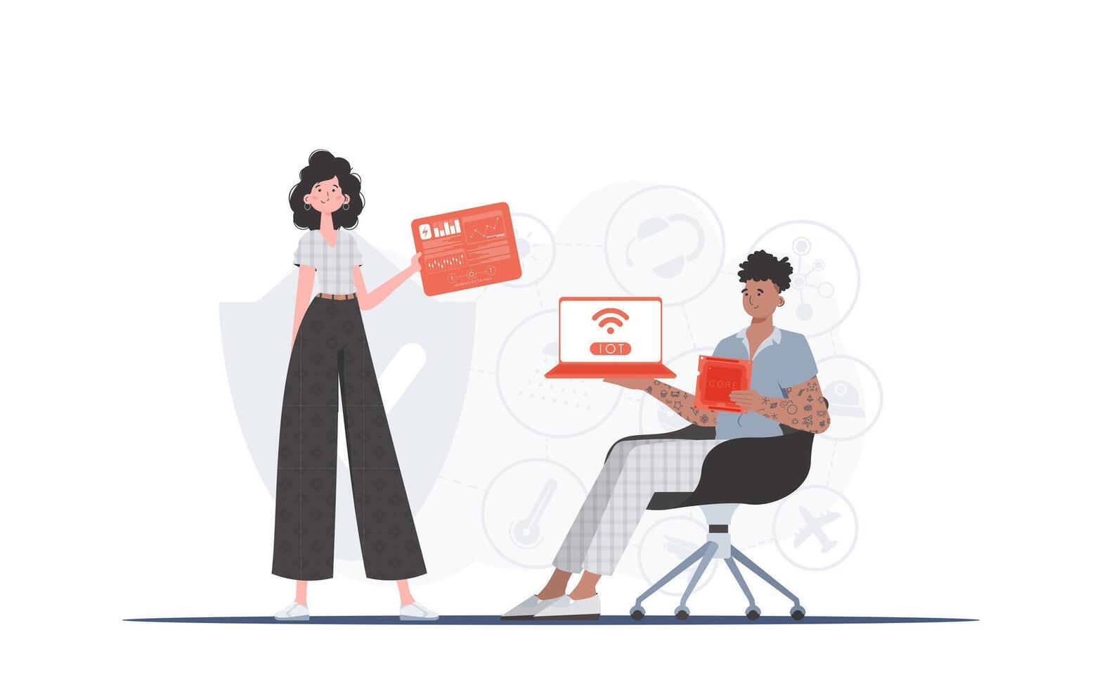 Internet of Things Team. IoT concept. Good for presentations and websites. Trendy flat style. . vector