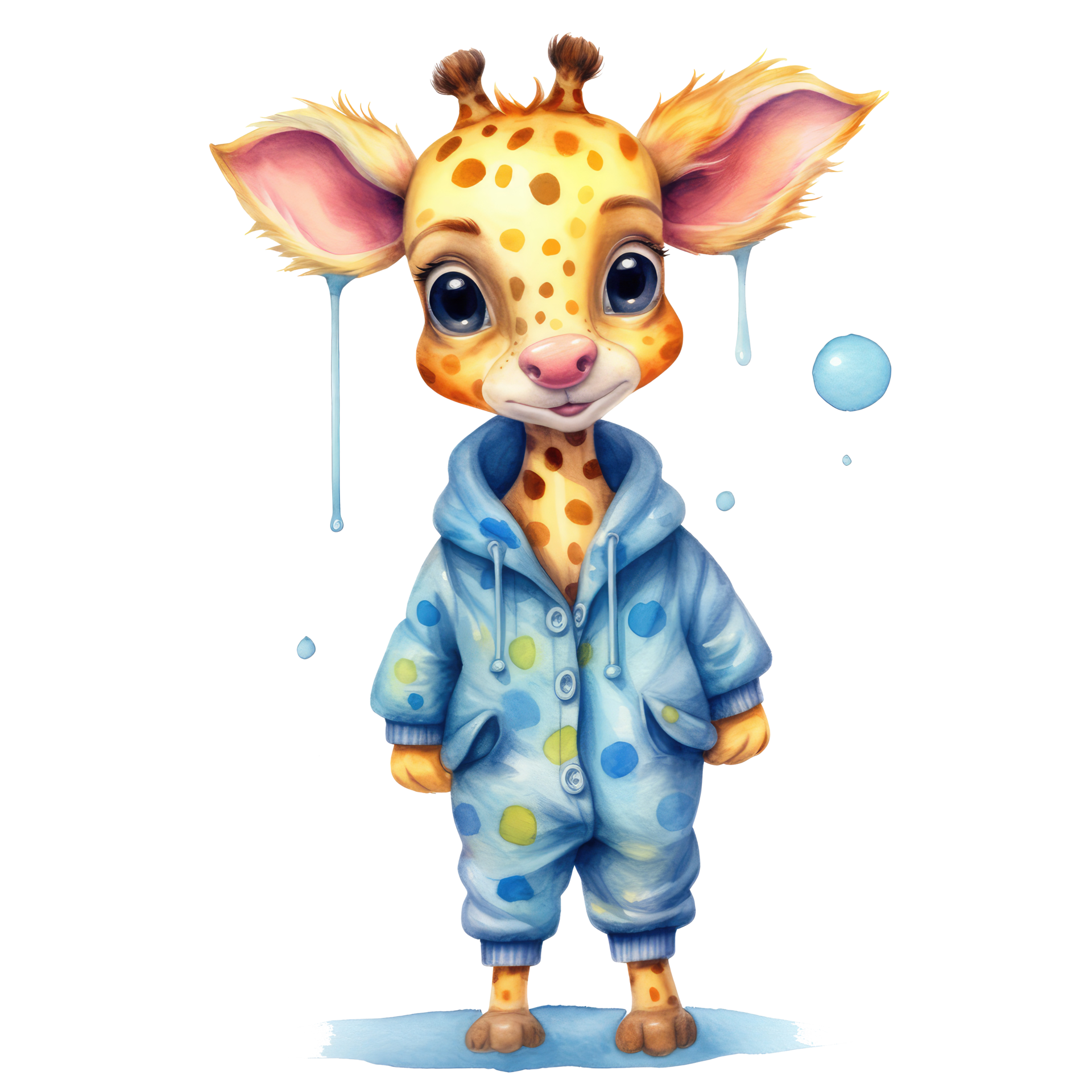 watercolour Giraffe dressed in clothes . AI Generated 26431026 PNG