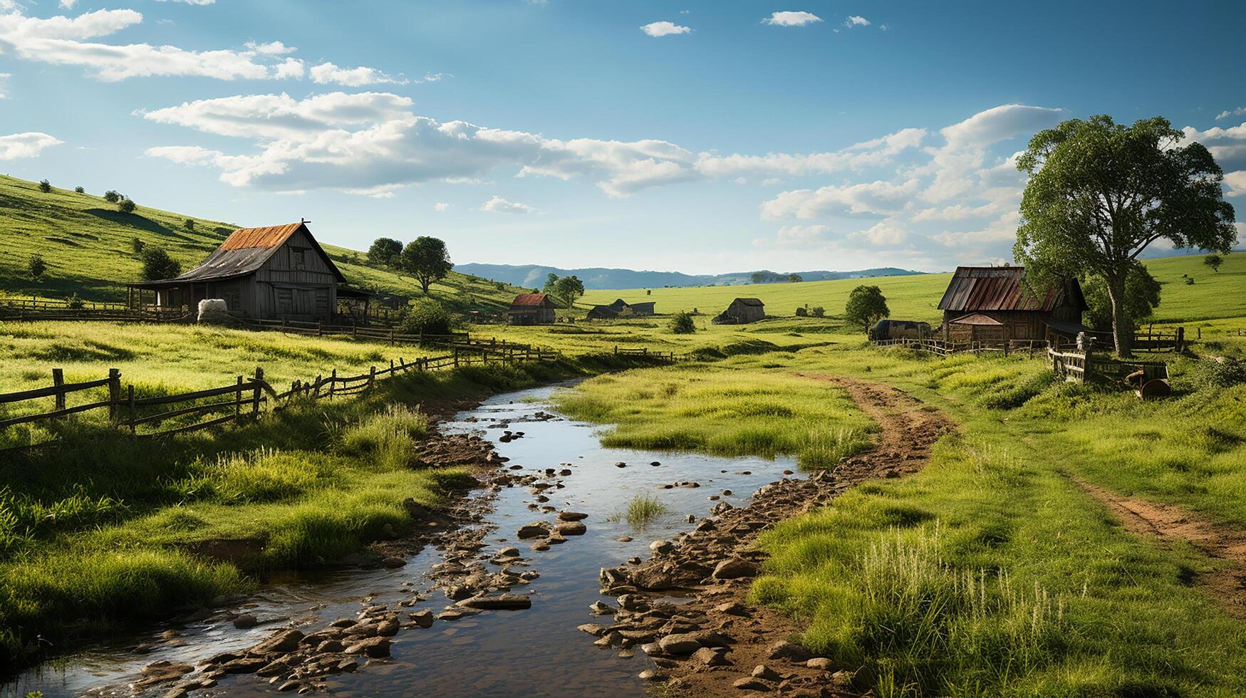 farm in sub urban at afternoon, ultra realistic, smooth lighting made by photo
