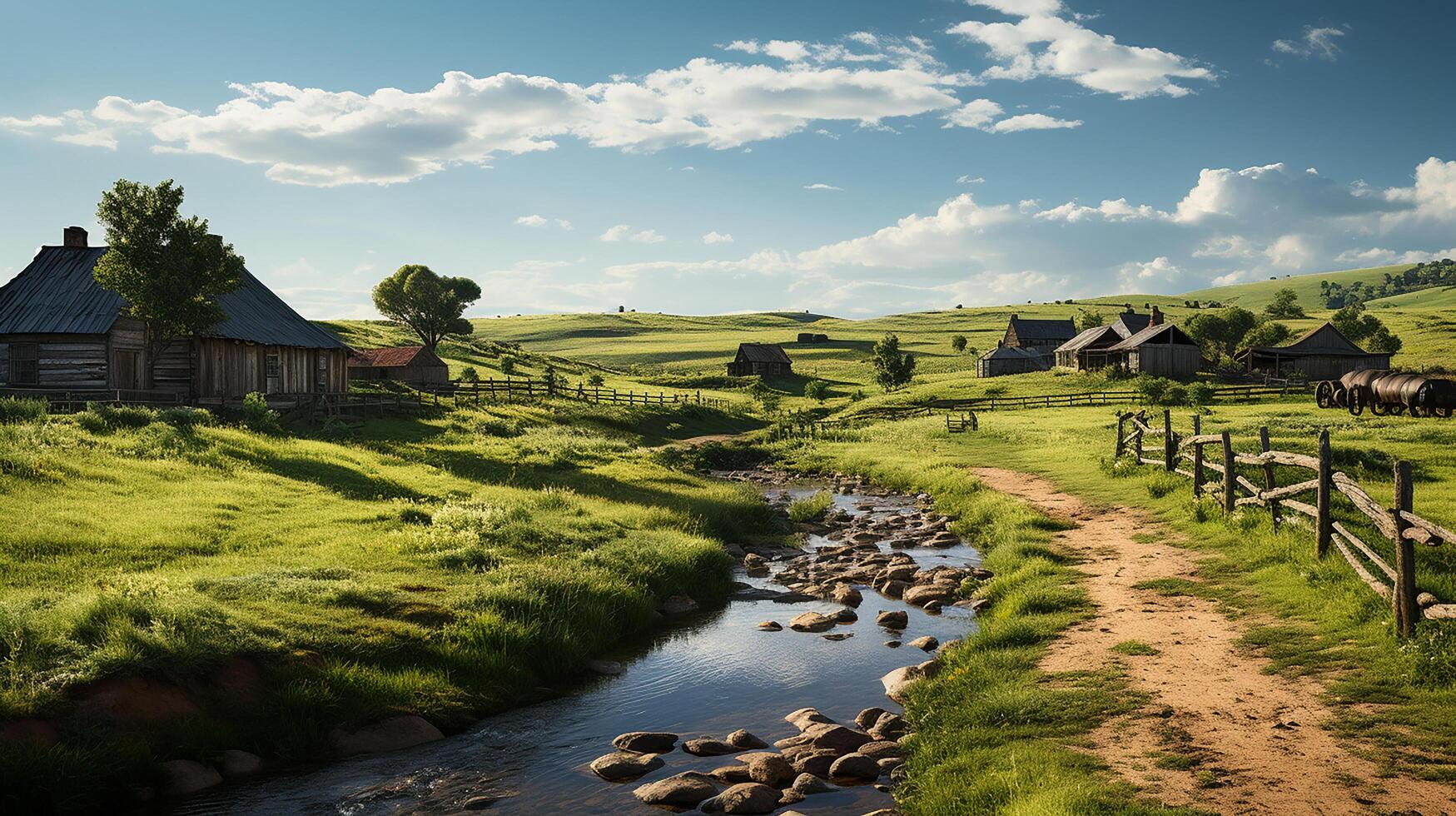 farm in sub urban at afternoon, ultra realistic, smooth lighting made by photo