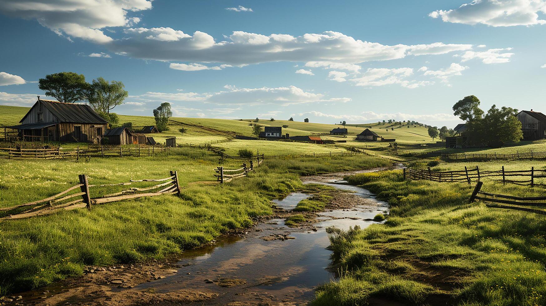 granja en sub urbano a tarde, ultra realista, suave Encendiendo hecho por ai generativo foto