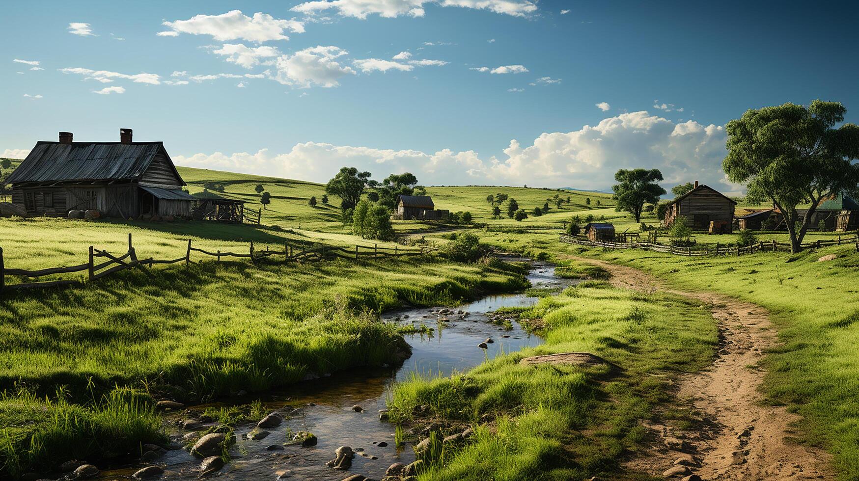 farm in sub urban at afternoon, ultra realistic, smooth lighting made by photo