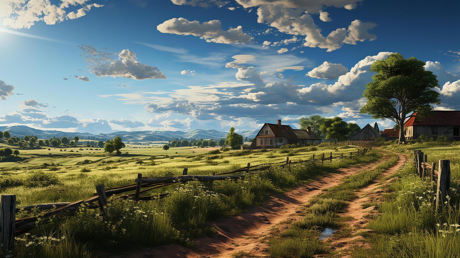 farm in sub urban at afternoon, ultra realistic, smooth lighting made by photo