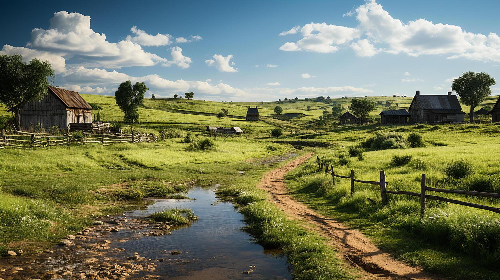 farm in sub urban at afternoon, ultra realistic, smooth lighting made by photo