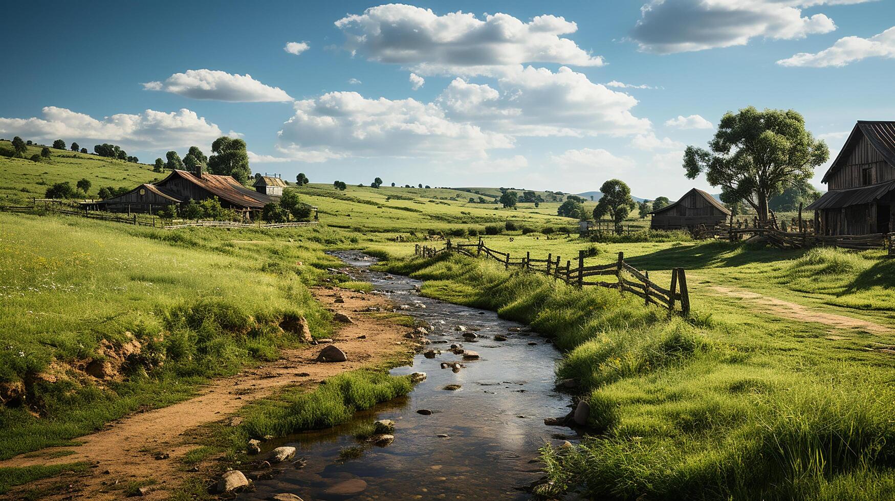 farm in sub urban at afternoon, ultra realistic, smooth lighting made by photo