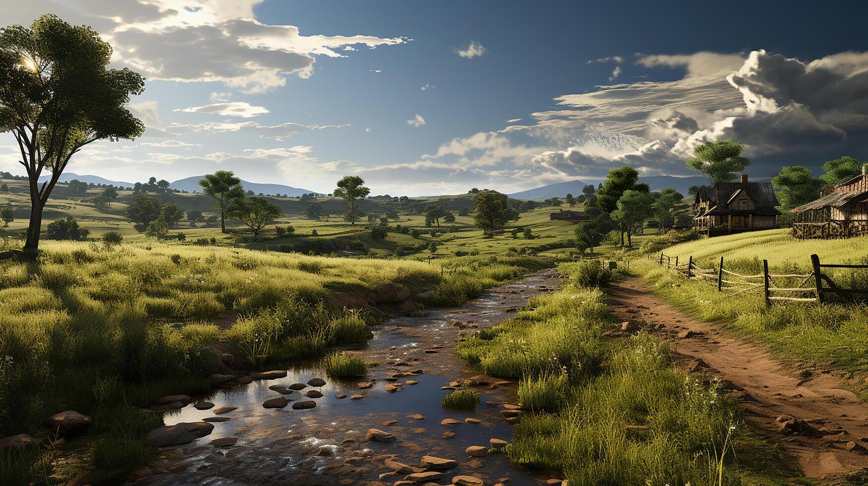 farm in sub urban at afternoon, ultra realistic, smooth lighting made by photo