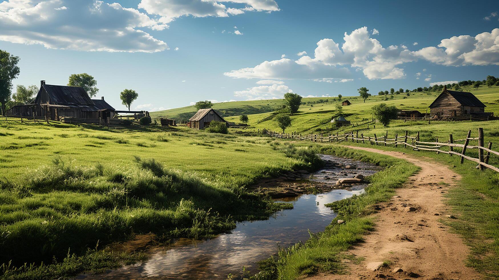 farm in sub urban at afternoon, ultra realistic, smooth lighting made by photo
