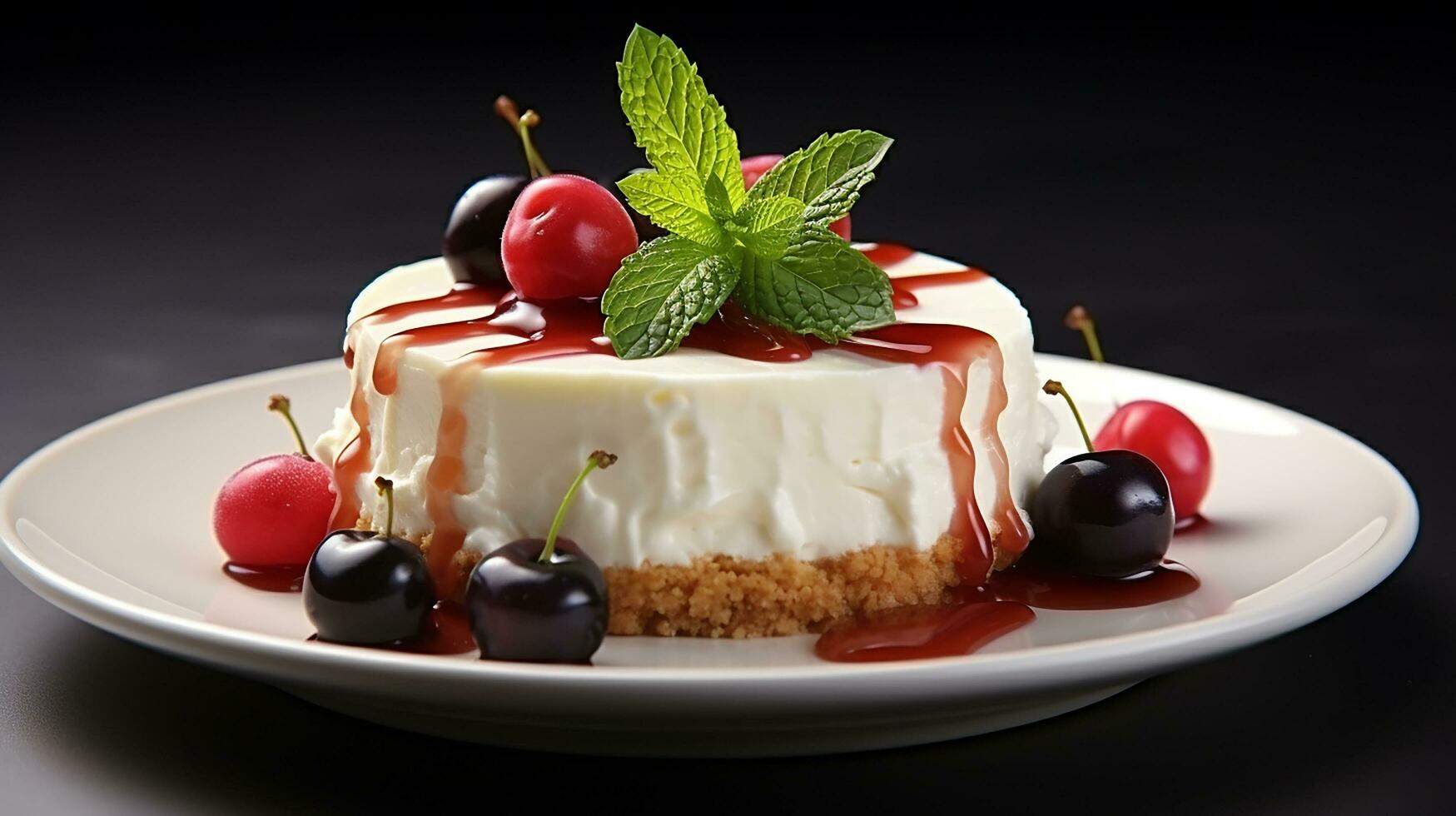 cheesecake dish with white plate in white background AI generate photo