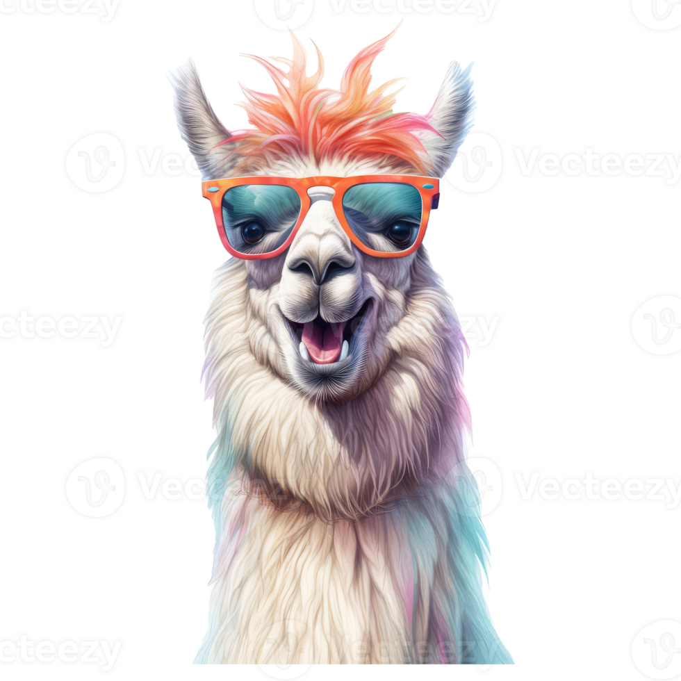 watercolor liama wearing sunglasses . png