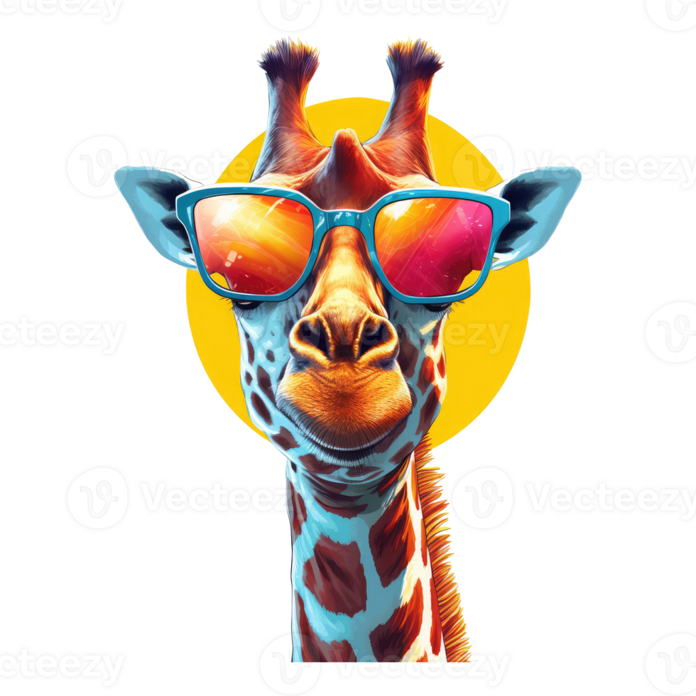 watercolor giraffe wearing sunglasses . png