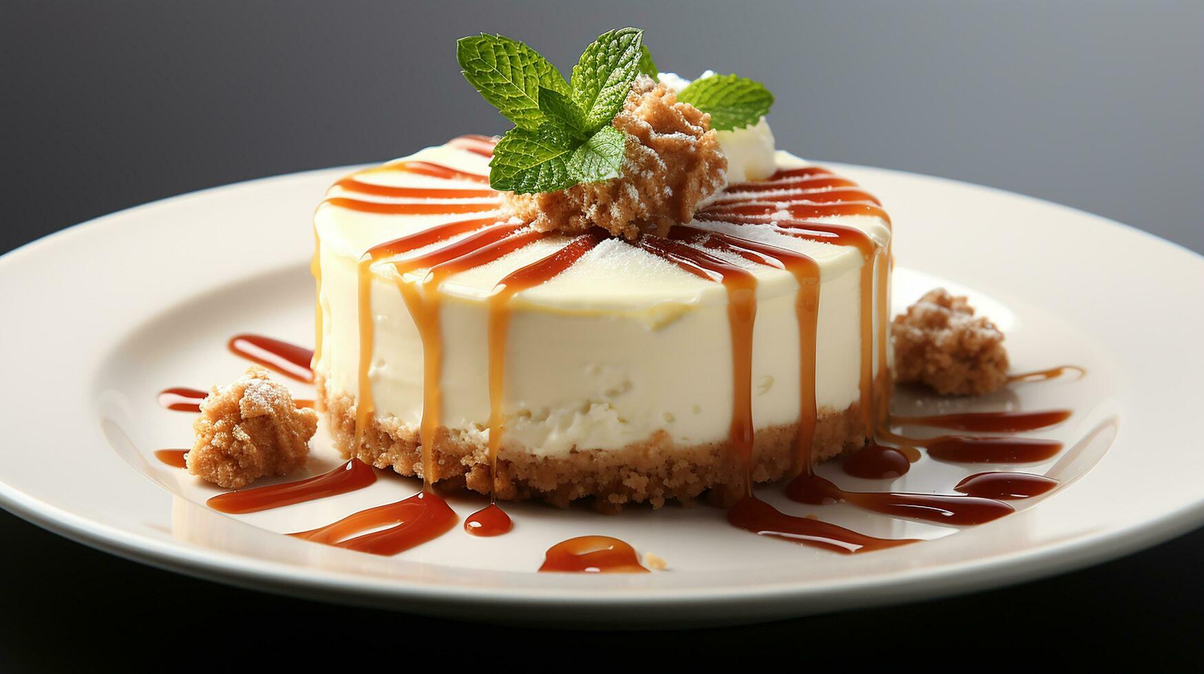 cheesecake dish with white plate in white background AI generate photo