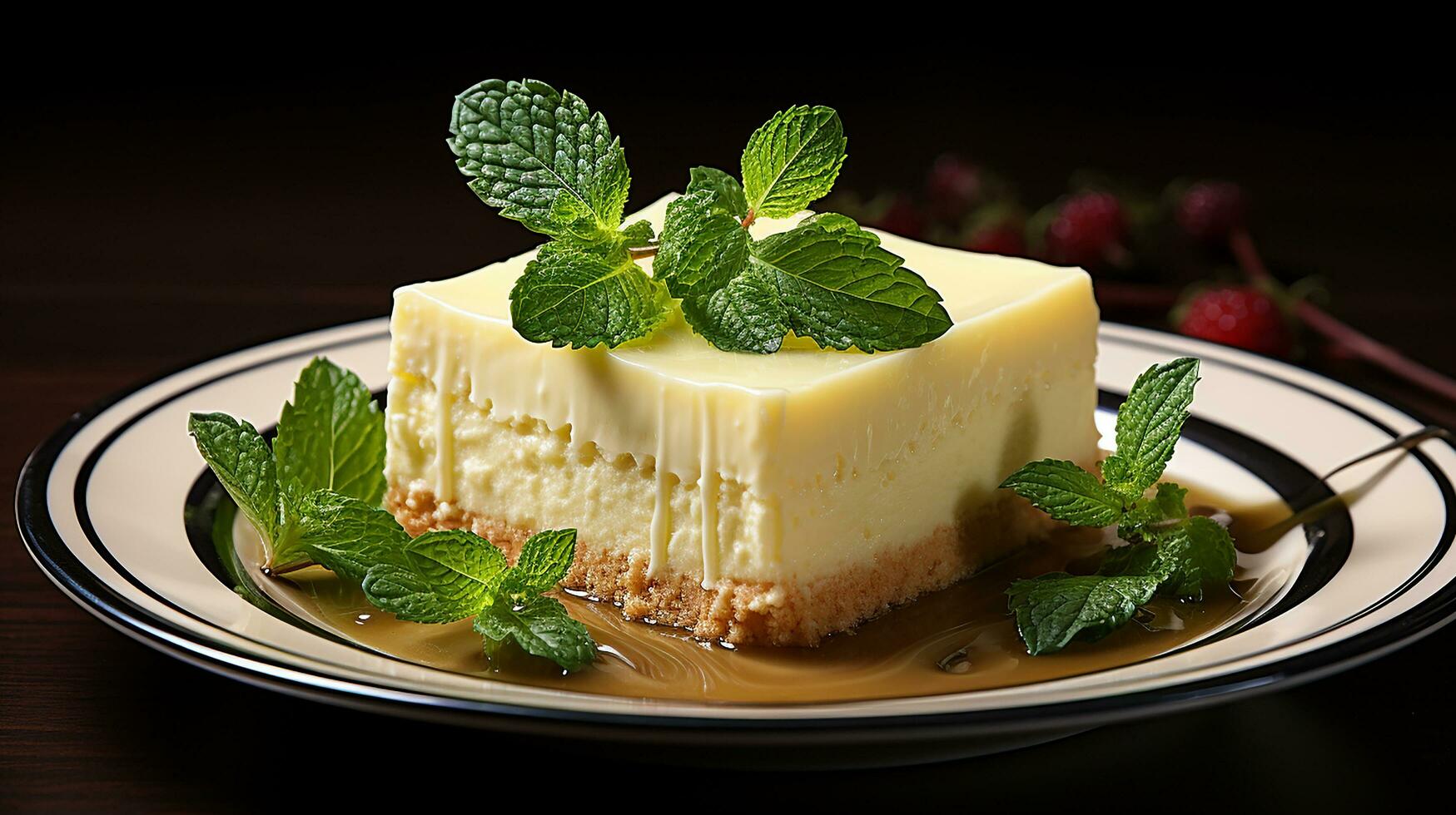 cheesecake dish with white plate in white background AI generate photo