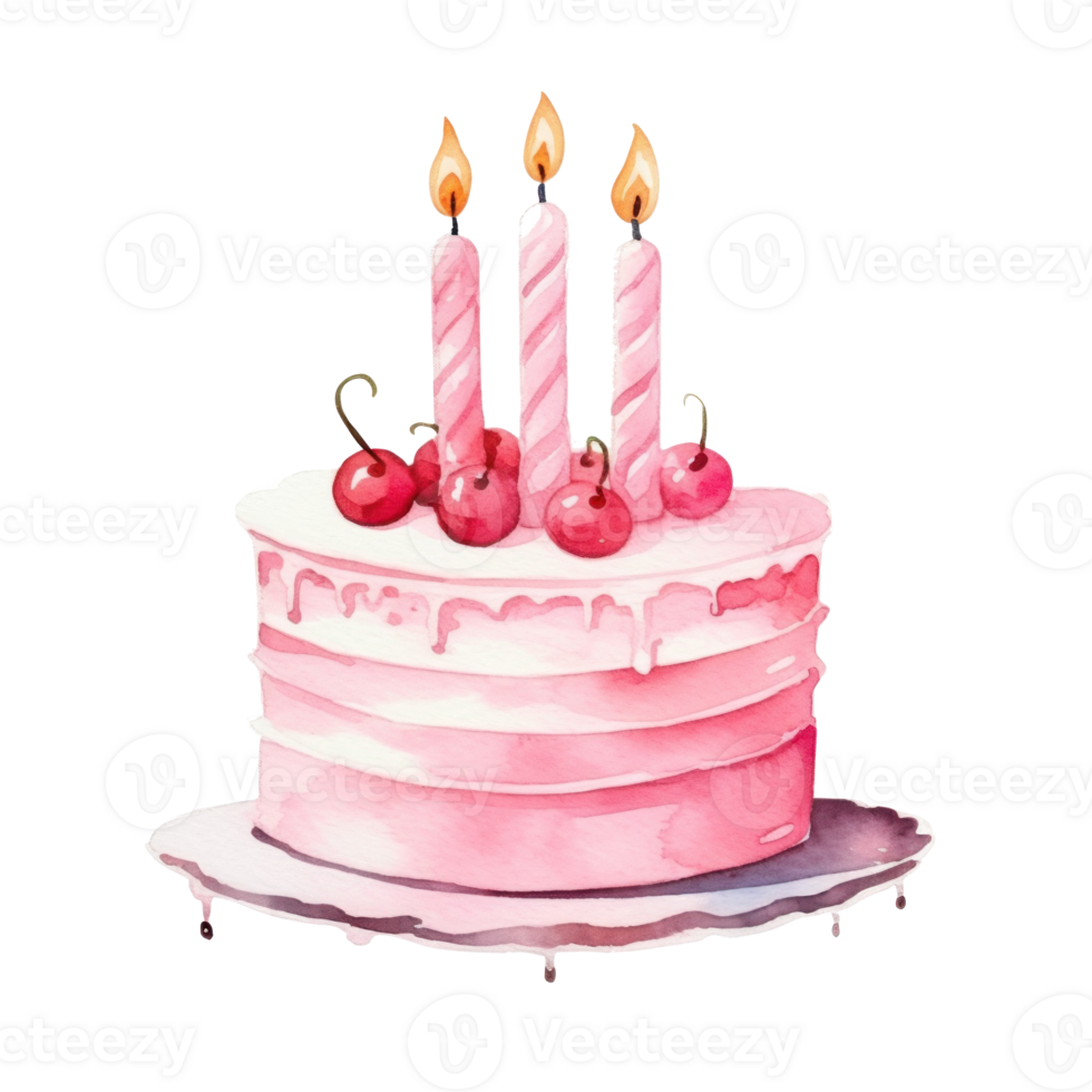 Watercolor Birthday Cake Isolated png