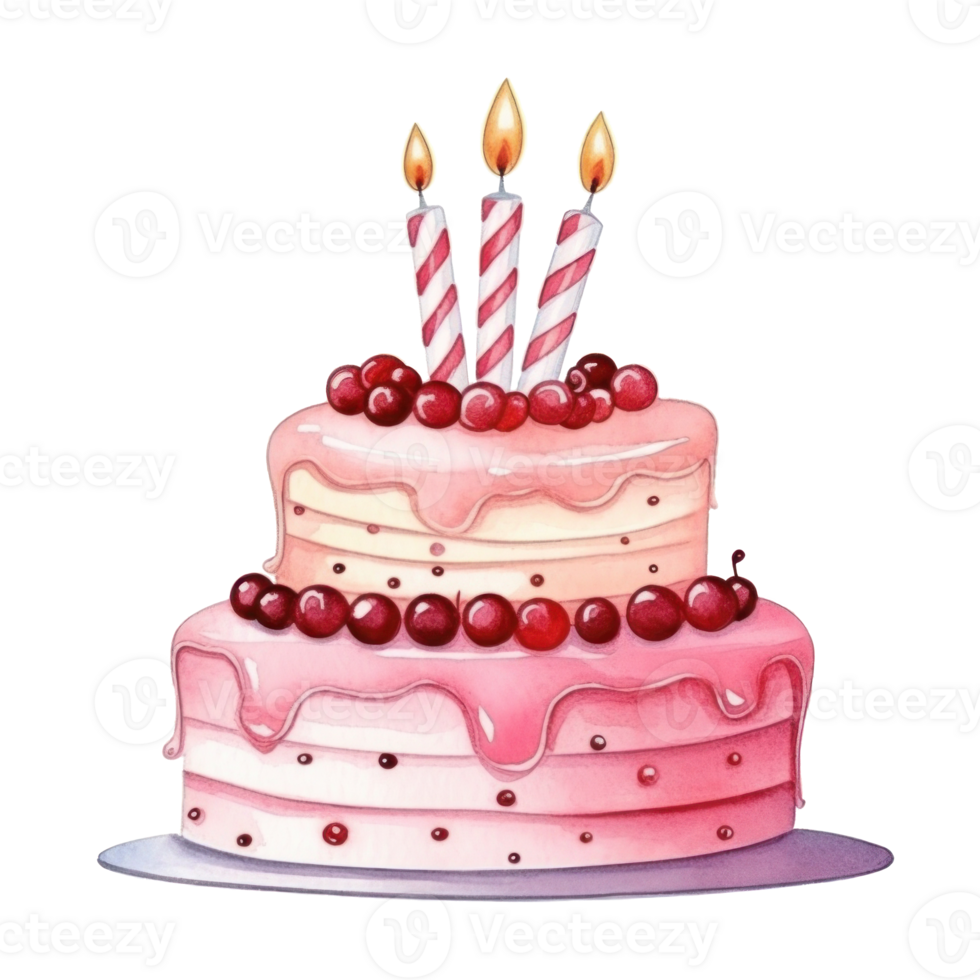 Watercolor Birthday Cake Isolated png