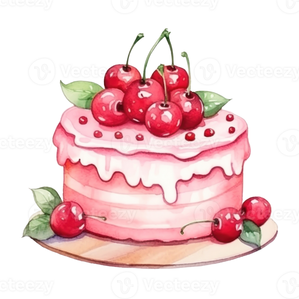 Watercolor Birthday Cake Isolated png